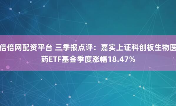 倍倍网配资平台 三季报点评：嘉实上证科创板生物医药ETF基金季度涨幅18.47%